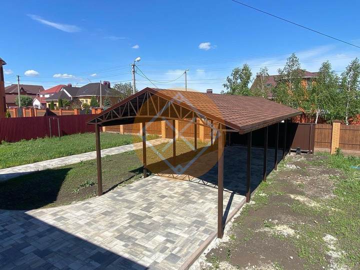 двускатный навес с ондулином